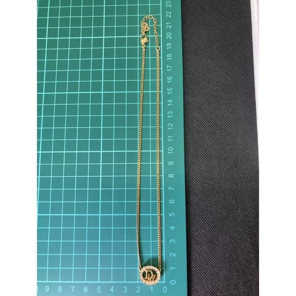 Authentic Christian Dior Vintage Rhinestone Crystal Round Necklace Gold Plated - Picture 10 of 10